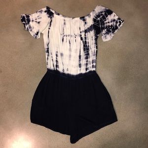 Tie dye off the shoulder romper